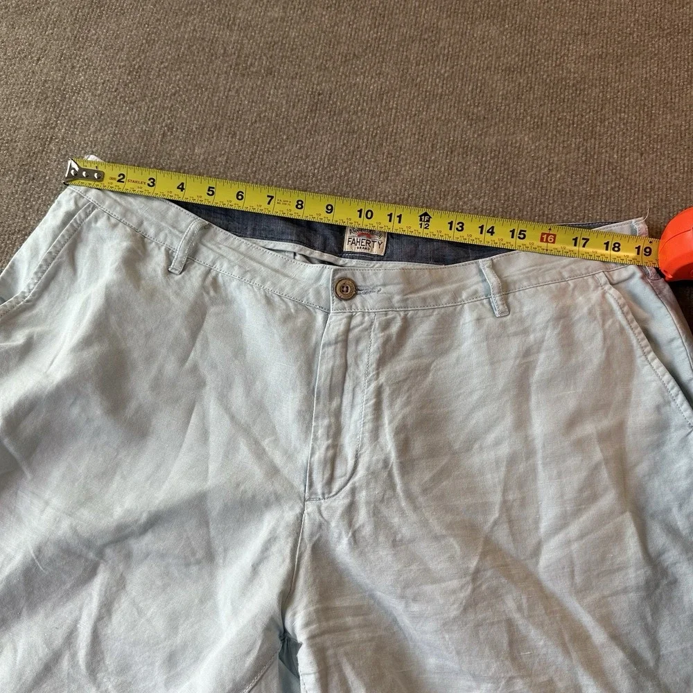 Faherty Shorts Mens 40 Malibu Linen Blend Golf Casual Beige 9
